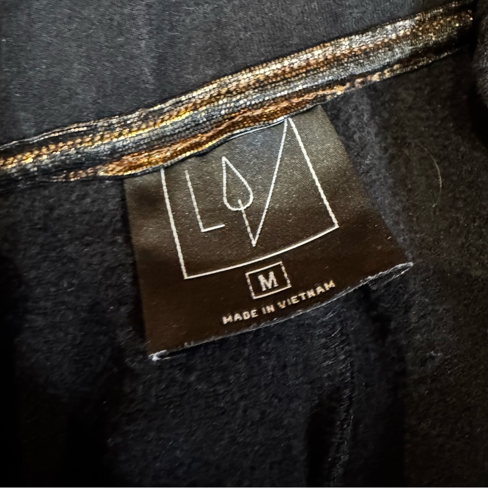 Lime & Vine Black sweat pants copper zipper elastic tie waist street wear Medium - Picture 6 of 10